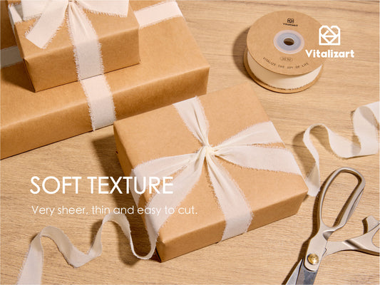Fringe Chiffon Silk Ribbon 1 Roll 1" x 30 Yd (Ivory White)