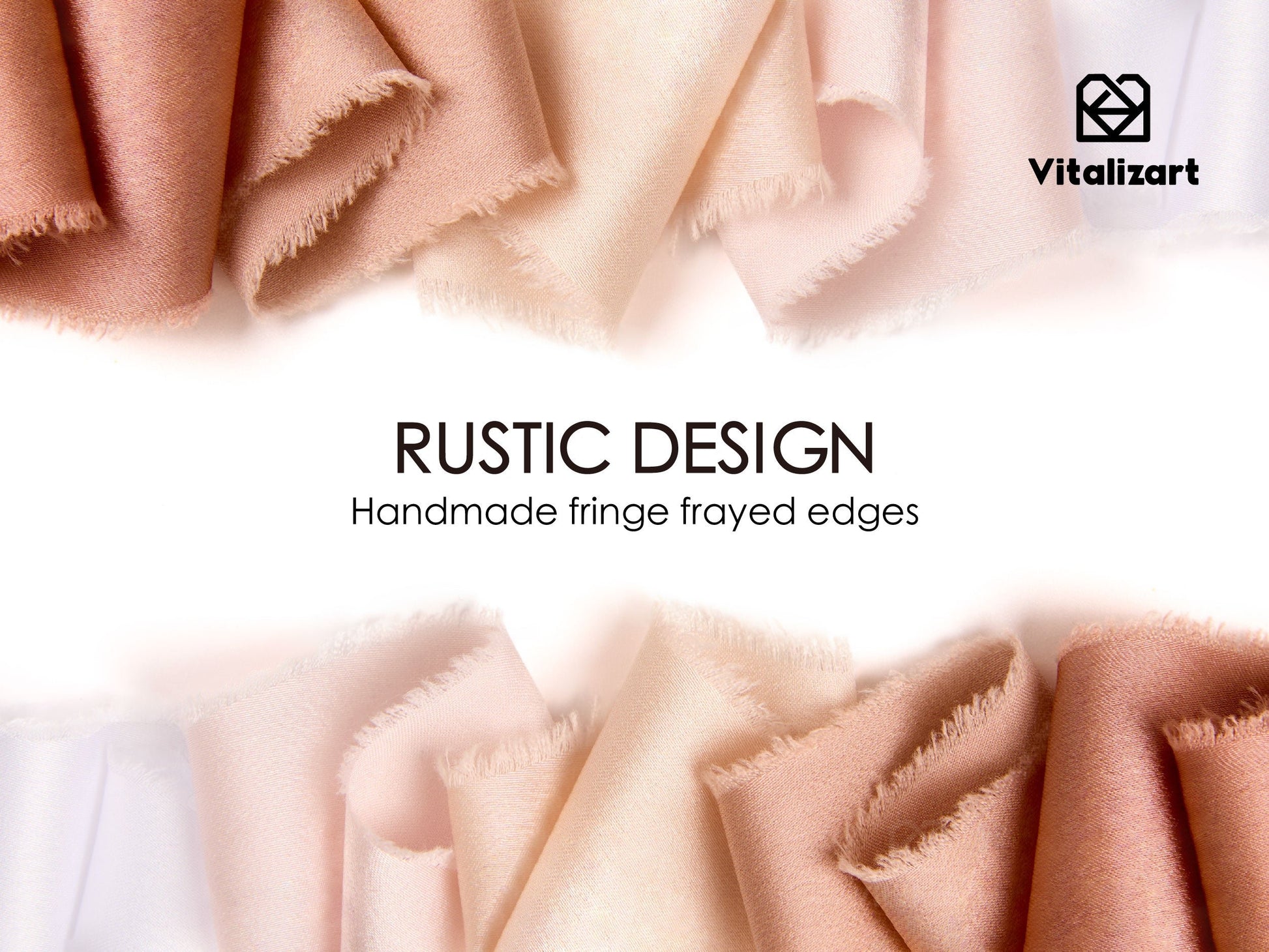 Frayed Fringe Silk Satin Ribbon 1" x 25 Yard (Nude & White) - Vitalizart