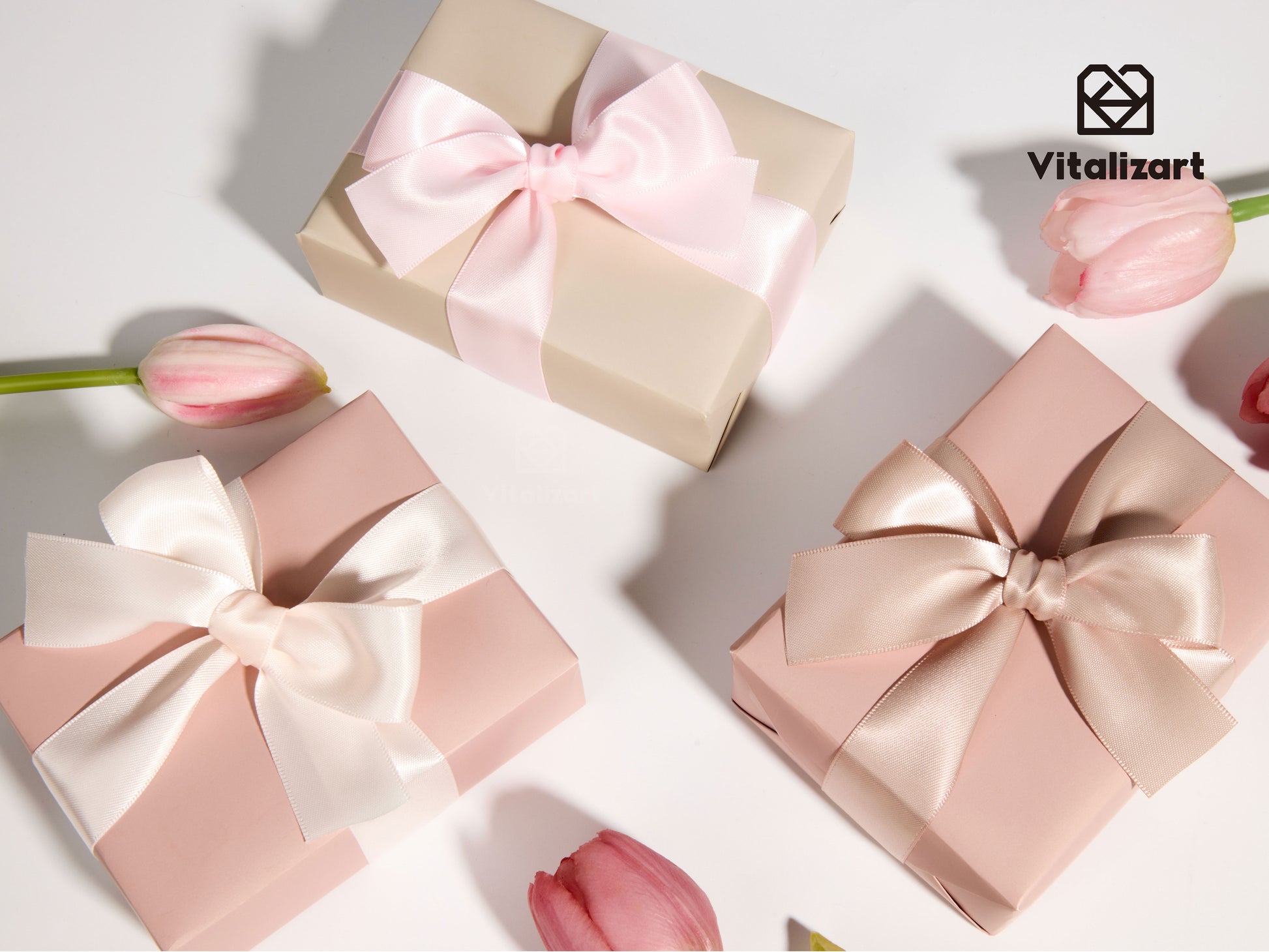 Double Face Functional Satin Ribbon 1" x 30Yd (Pink White Nude) - Vitalizart