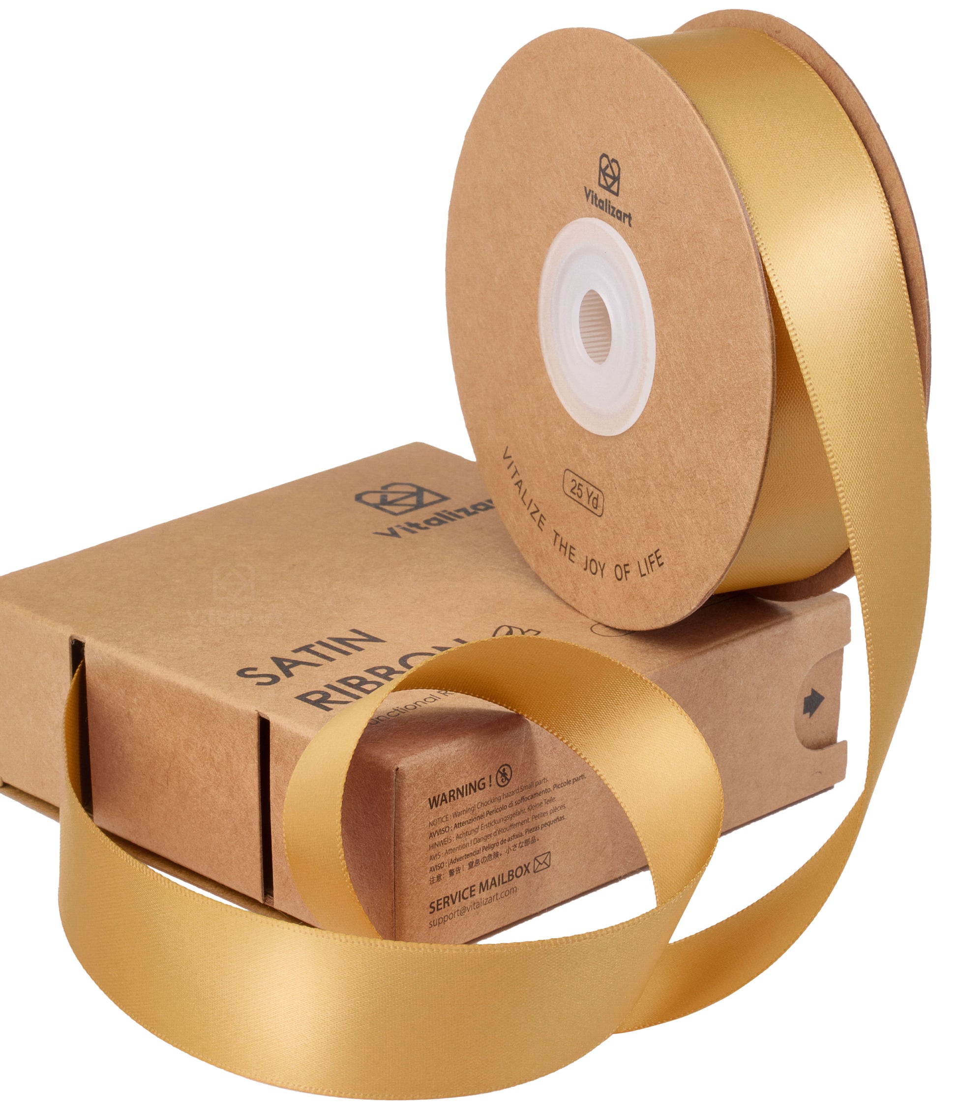 Double Face Functional Satin Ribbon 1" x 25Yd (Gold) - Vitalizart