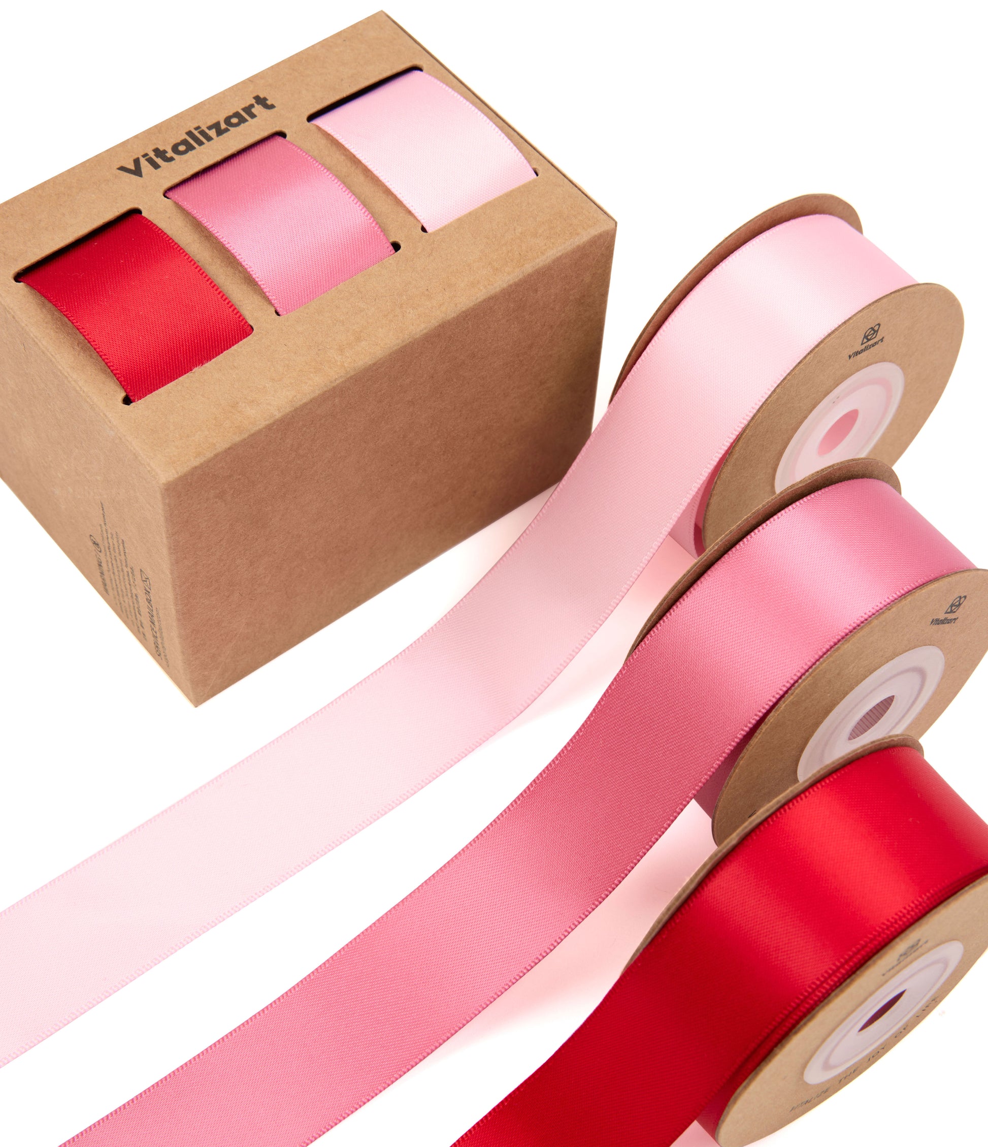 Double Face Functional Satin Ribbon 1" x 30Yd (Red & Pink) - Vitalizart