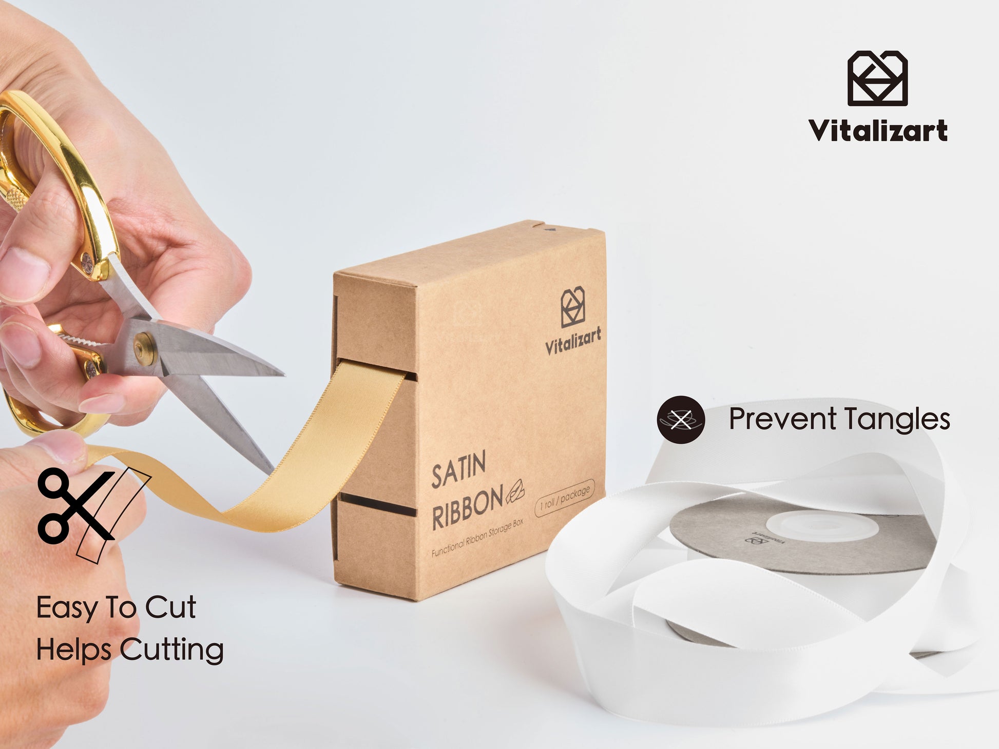 Double Face Functional Satin Ribbon 1" x 25Yd (Gold) - Vitalizart