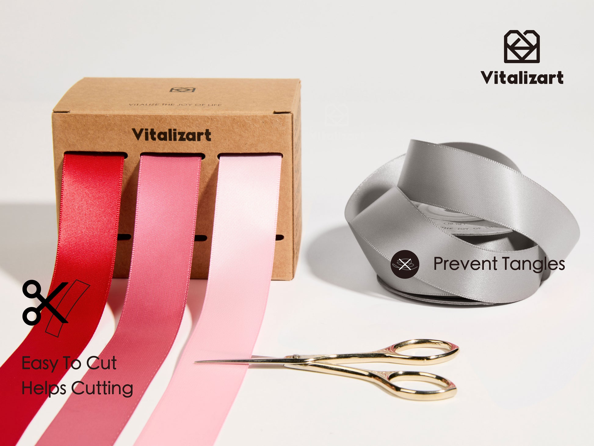 Double Face Functional Satin Ribbon 1" x 30Yd (Red & Pink) - Vitalizart