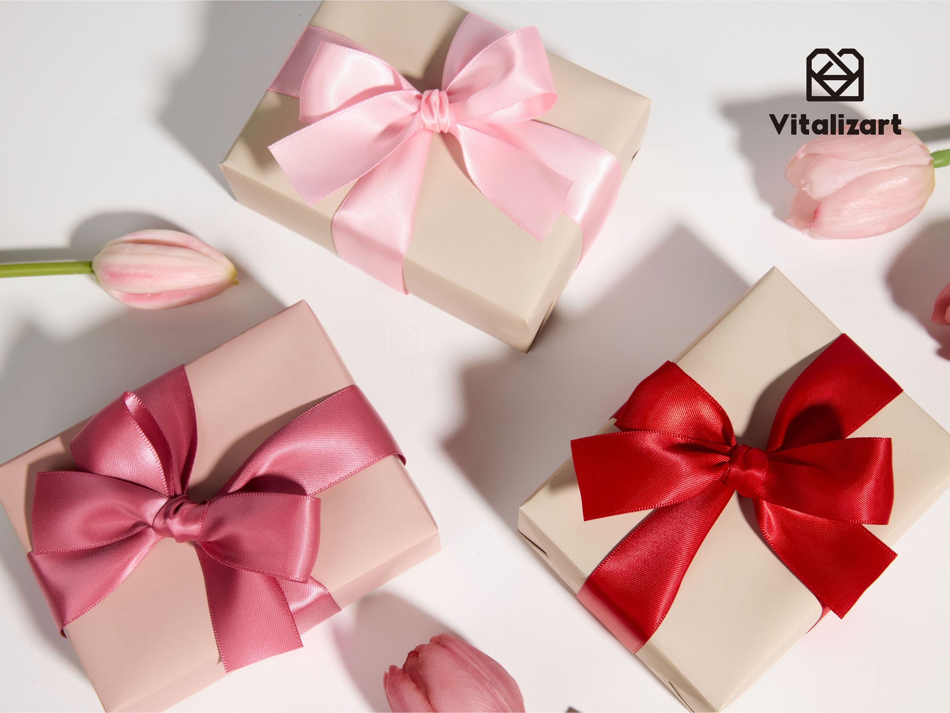 Double Face Functional Satin Ribbon 1" x 30Yd (Red & Pink) - Vitalizart
