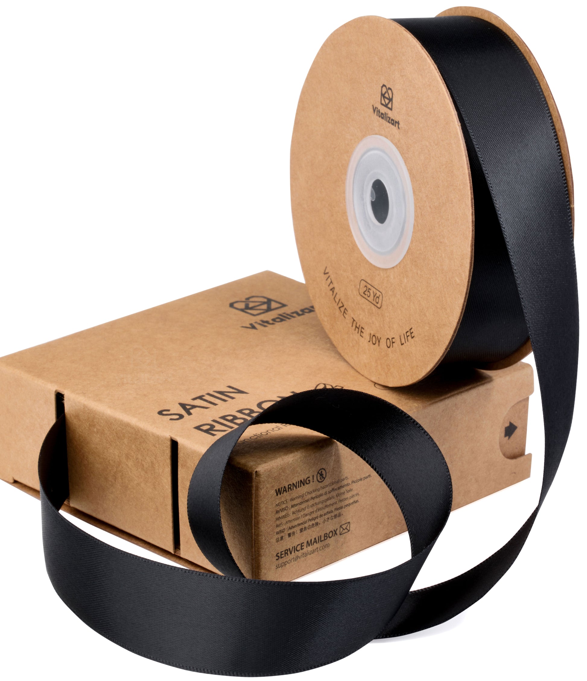 Double Face Functional Satin Ribbon 1" x 25Yd (Black) - Vitalizart