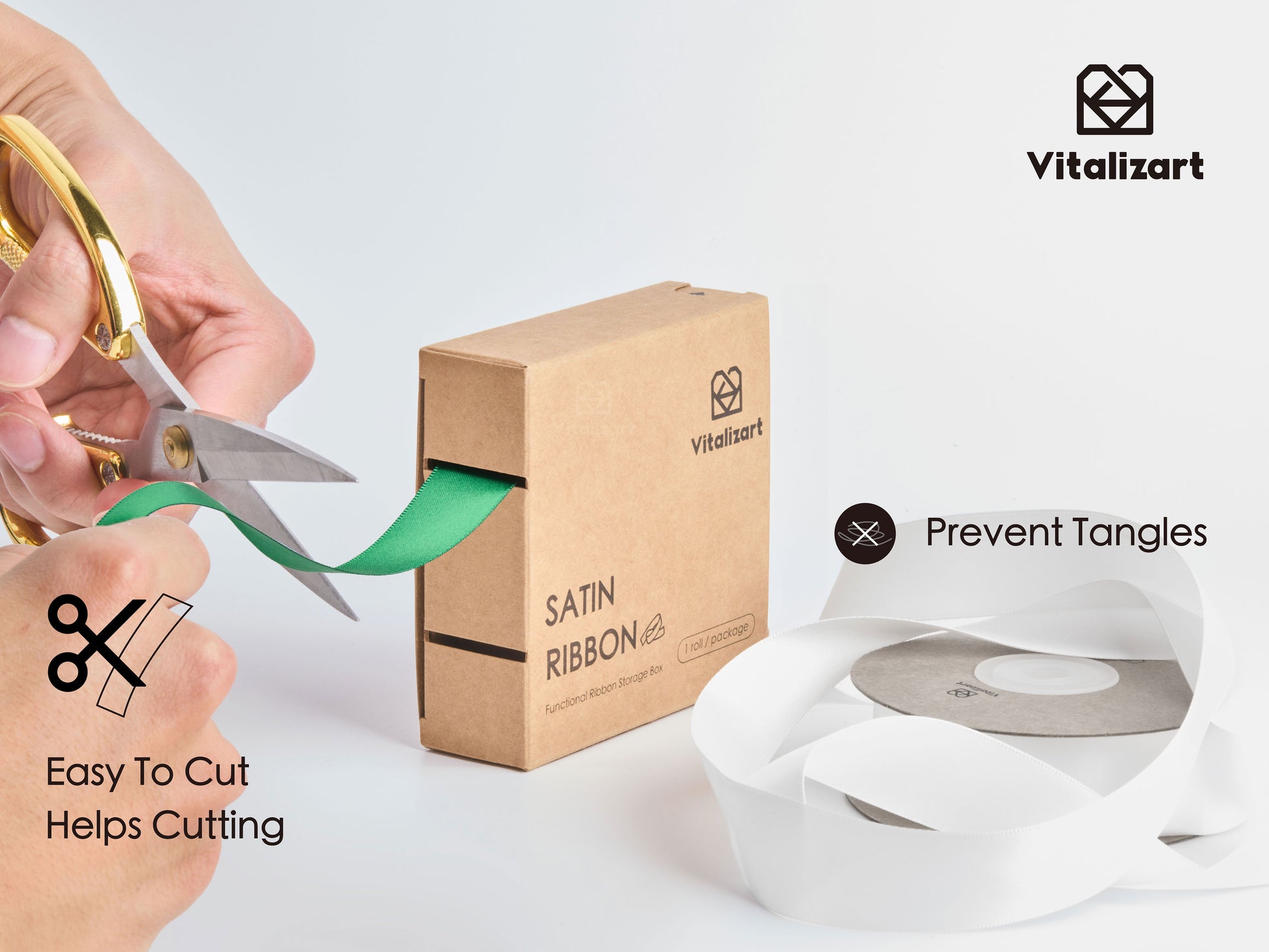 Double Face Functional Satin Ribbon 1" x 25Yd (Green) - Vitalizart