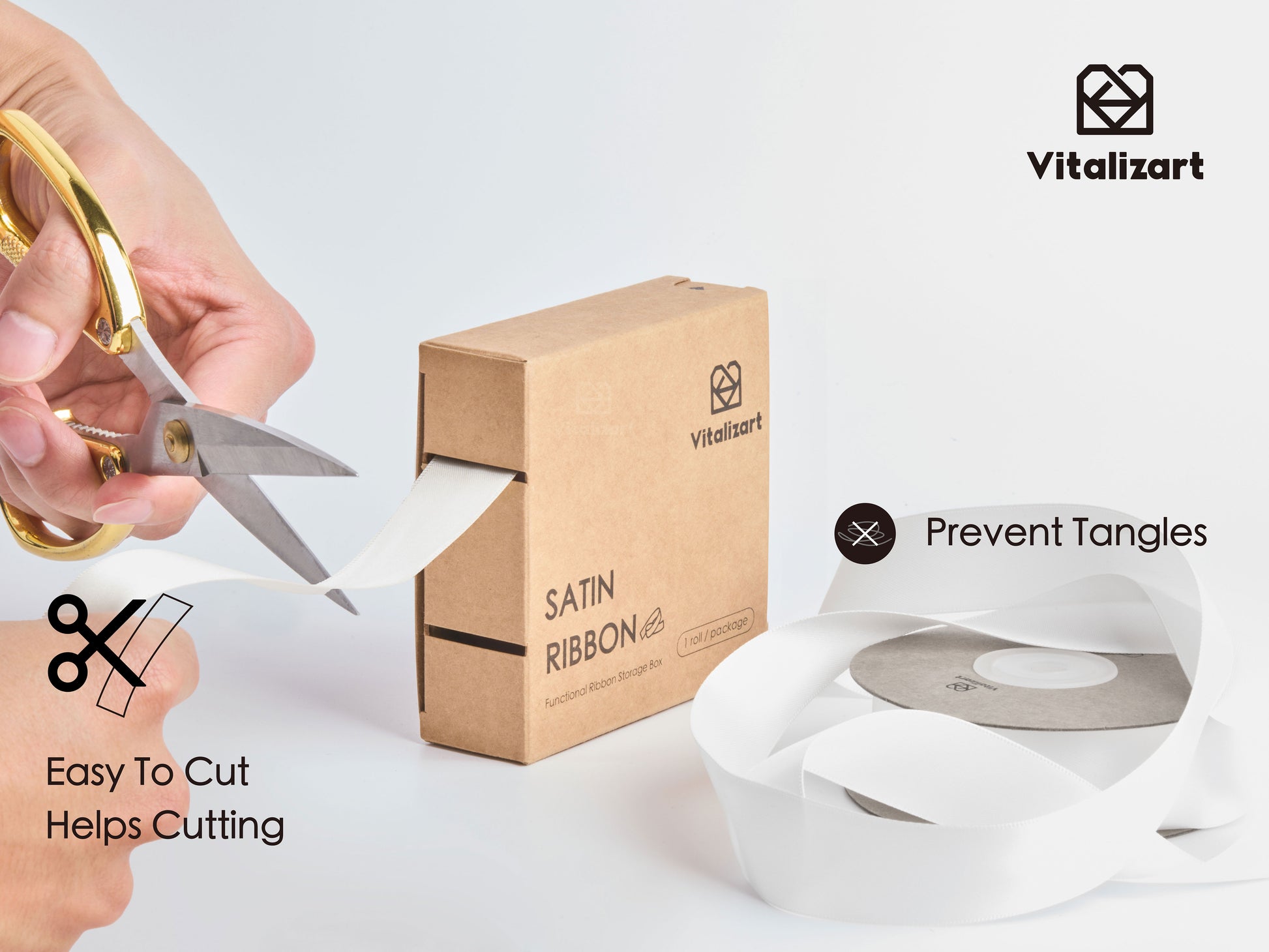 Double Face Functional Satin Ribbon 1" x 25Yd (Off White) - Vitalizart
