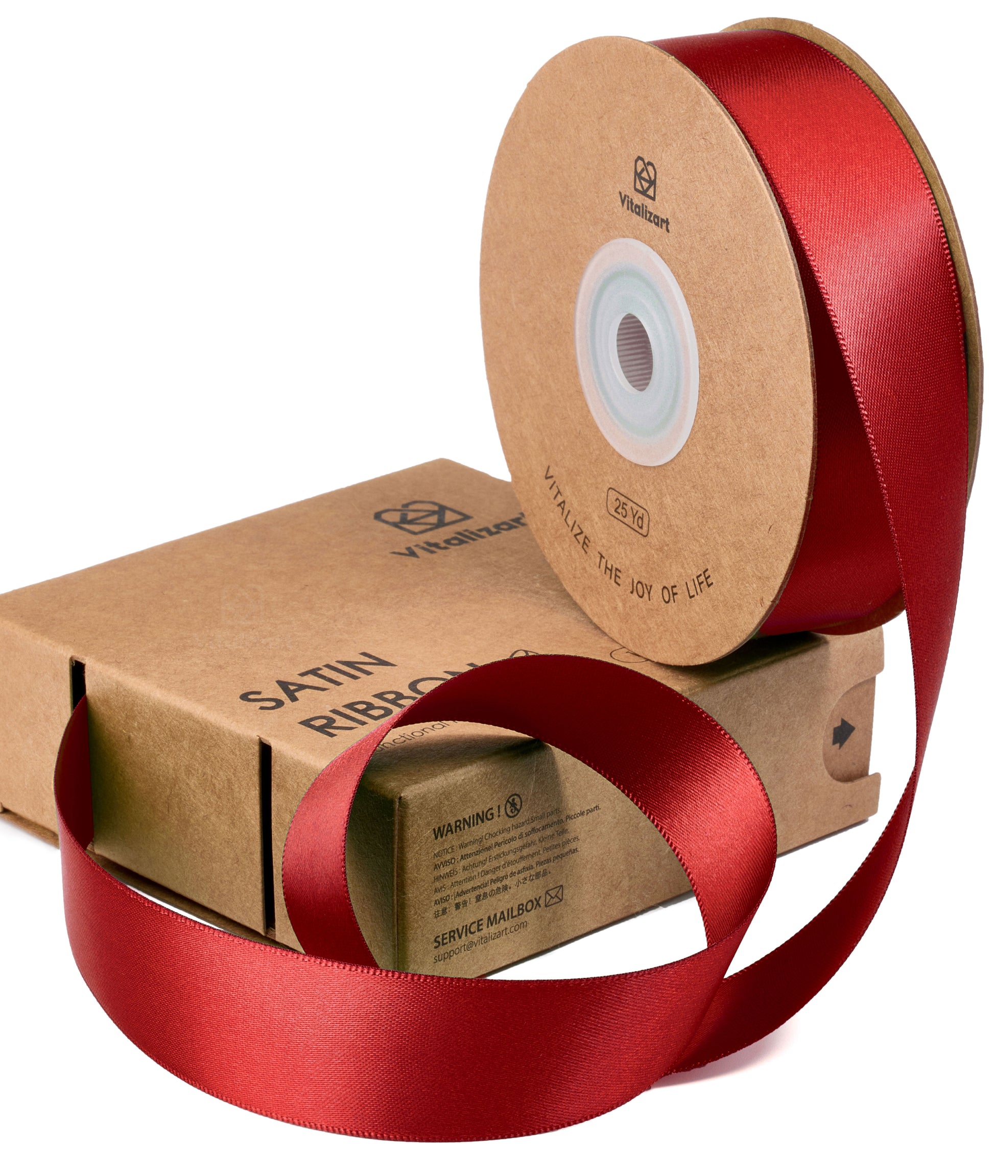 Double Face Functional Satin Ribbon 1" x 25Yd (Red) - Vitalizart