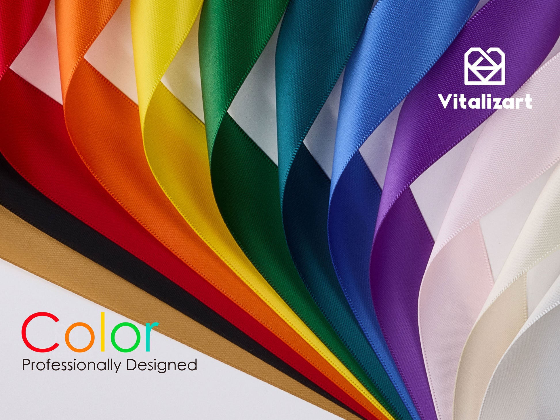 Double Face Satin Ribbon 1" x 36Yd (Rainbow Ribbon 36Yd) - Vitalizart