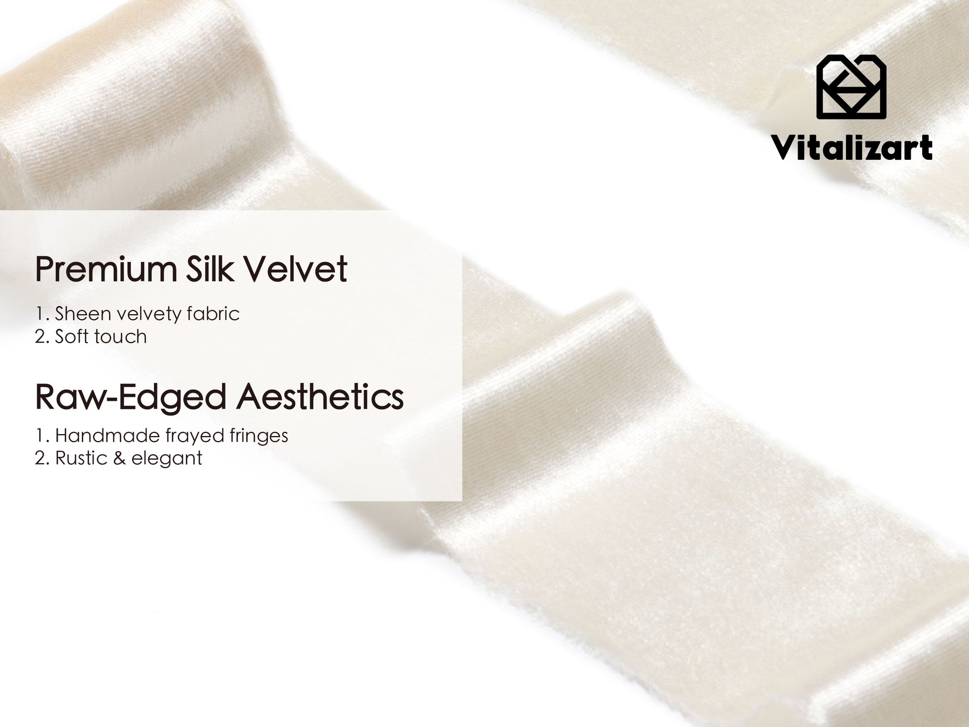 Frayed Edges Glossy Velvet Ribbon For Christmas 2.5"x 5YD (White) - Vitalizart