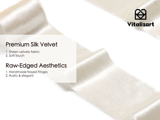 Frayed Edges Glossy Velvet Ribbon For Christmas 2.5"x 5YD (White)