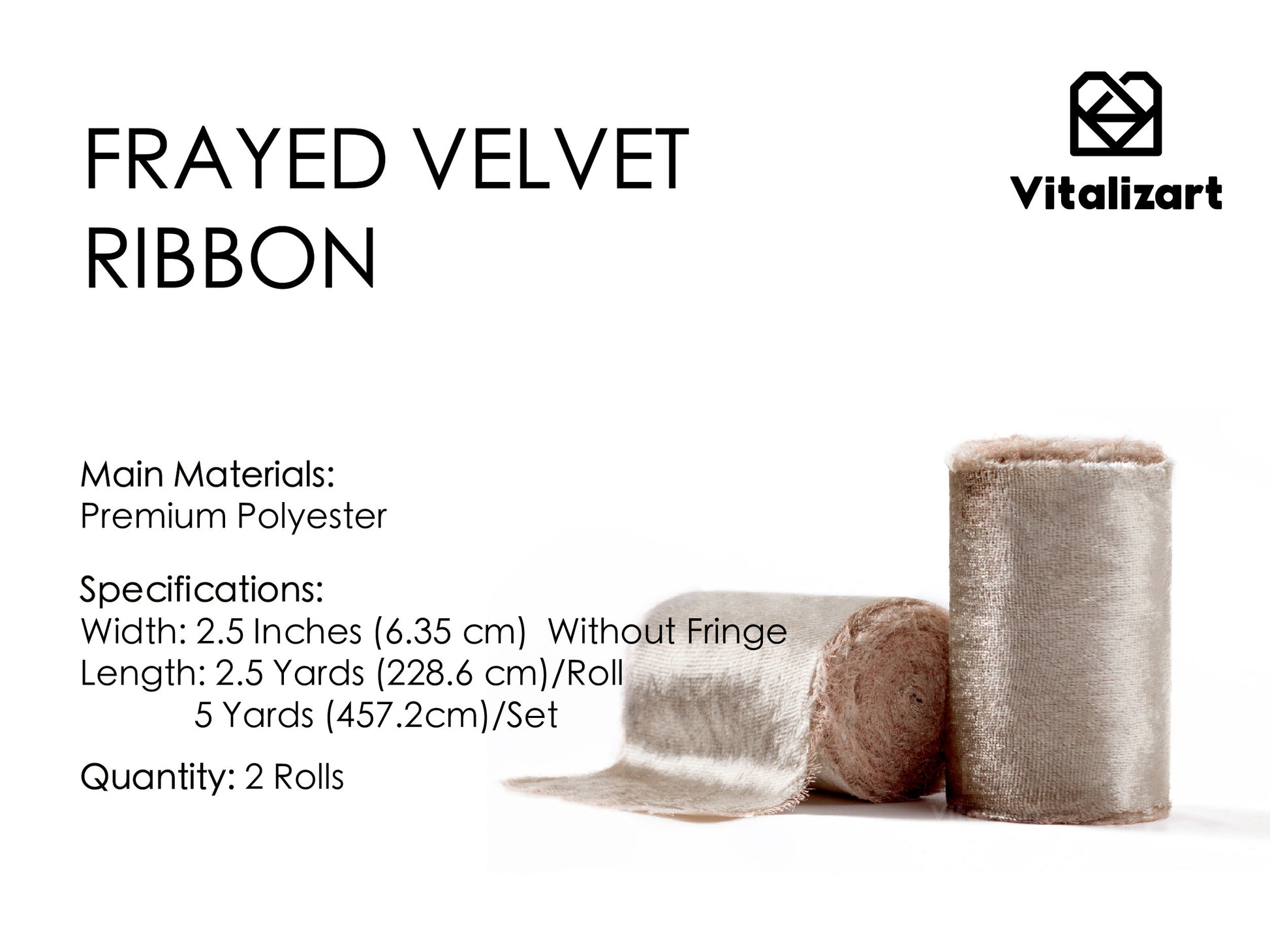 Frayed Edges Glossy Velvet Ribbon For Christmas 2.5"x 5YD (Brown) - Vitalizart