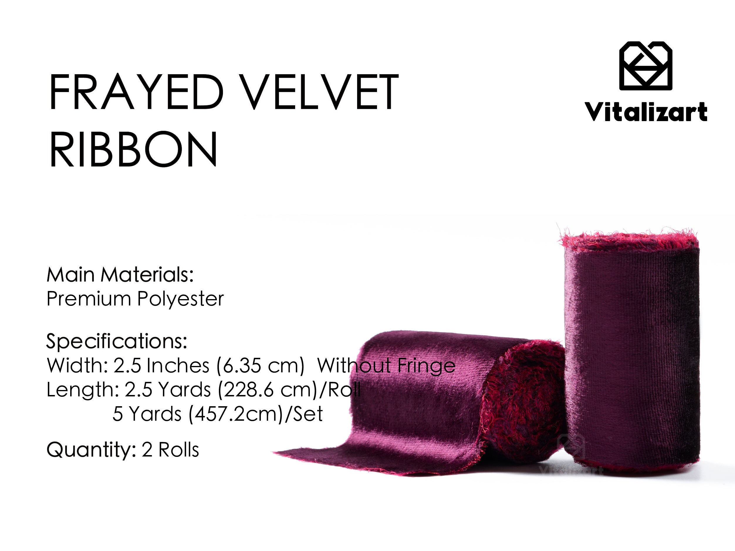 Frayed Edges Glossy Velvet Ribbon For Christmas 2.5