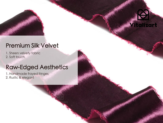 Frayed Edges Glossy Velvet Ribbon For Christmas 2.5"x 5YD (Burgundy Red)