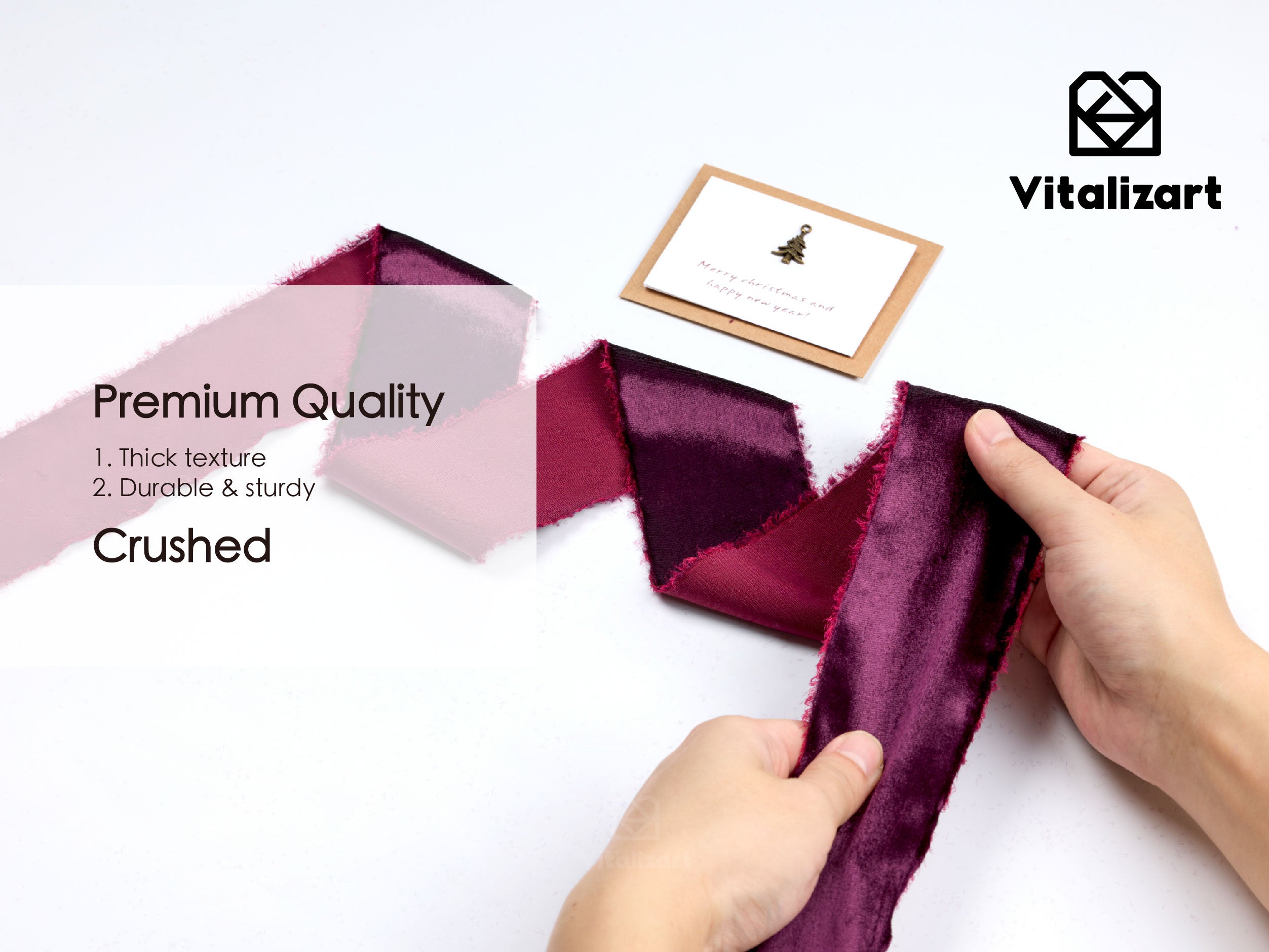 Frayed Edges Glossy Velvet Ribbon For Christmas 2.5