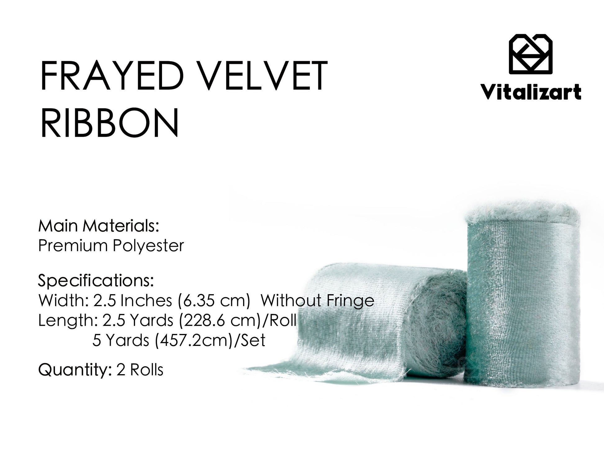Frayed Edges Glossy Velvet Ribbon For Christmas 2.5"x 5YD (Mint Green) - Vitalizart