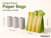 Mixed-Color Striped Paper Mini Gift Bags with Ribbon Handles — Set of 10