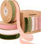 Vitalizart Velvet Ribbon 5/8" x 25 Yd, Christmas Ribbon Set, Rustic Gift Wrapping Ribbon for Crafts, Bows & Holiday Decor (Green & Pink)