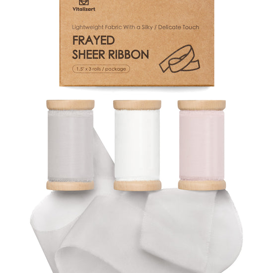 Silk Ribbon Frayed Sheer Ribbon 1 1/2" x 15 Yd（Cream & Nude & Champagne） - Vitalizart
