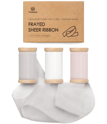 Silk Ribbon Frayed Sheer Ribbon 1 1/2" x 15 Yd（Cream & Nude & Champagne） - Vitalizart