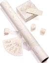 Vitalizart White Wrapping Paper Set, 17" x 197" Foil Gift Wrap with Ribbons & Tags-White Paper & White Ribbon