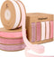 Vitalizart Velvet Ribbon 5/8" x 25 Yd, Christmas Ribbon Set, Rustic Gift Wrapping Ribbon for Crafts, Bows & Holiday Decor (Pink & White)