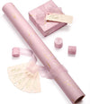 Vitalizart White Wrapping Paper Set, 17" x 197" Foil Gift Wrap with Ribbons & Tags-Pink Paper & Pink Ribbon