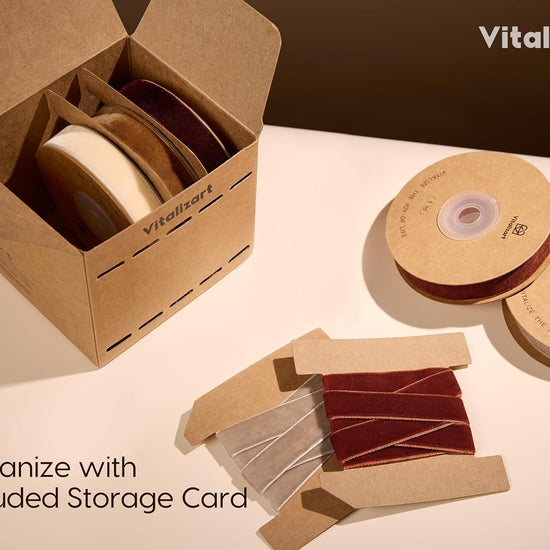 Vitalizart Velvet Ribbon 5/8" x 25 Yd, Christmas Ribbon Set, Rustic Gift Wrapping Ribbon for Crafts, Bows & Holiday Decor (Brown, Nude, Ivory) - Vitalizart
