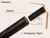 Vitalizart White Wrapping Paper Set, 17" x 197" Foil Gift Wrap with Ribbons & Tags-Black Paper & Black Ribbon