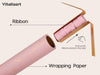 Vitalizart White Wrapping Paper Set, 17" x 197" Foil Gift Wrap with Ribbons & Tags-Pink Paper & Pink Ribbon