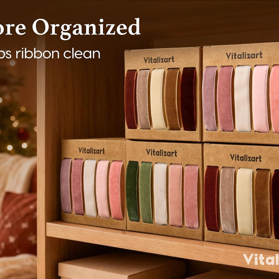 Vitalizart Velvet Ribbon 5/8" x 25 Yd, Christmas Ribbon Set, Rustic Gift Wrapping Ribbon for Crafts, Bows & Holiday Decor (Brown, Nude, Ivory) - Vitalizart