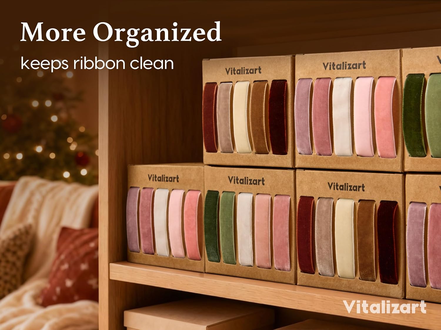 Vitalizart Velvet Ribbon 5/8" x 25 Yd, Christmas Ribbon Set, Rustic Gift Wrapping Ribbon for Crafts, Bows & Holiday Decor (Brown, Nude, Ivory) - Vitalizart