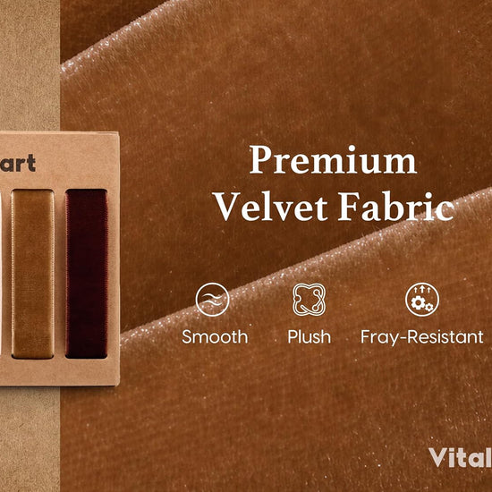 Vitalizart Velvet Ribbon 5/8" x 25 Yd, Christmas Ribbon Set, Rustic Gift Wrapping Ribbon for Crafts, Bows & Holiday Decor (Brown, Nude, Ivory) - Vitalizart