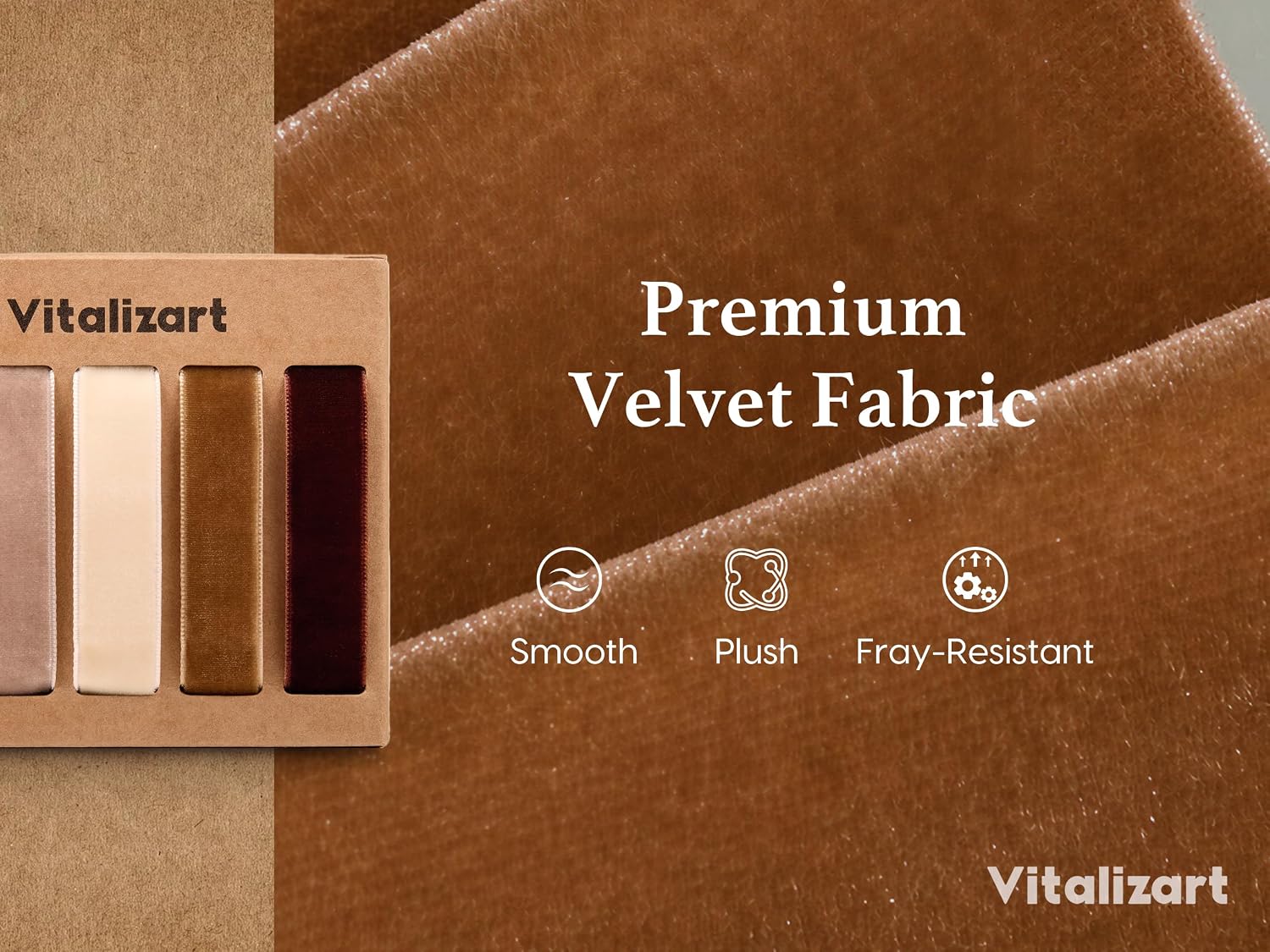 Vitalizart Velvet Ribbon 5/8" x 25 Yd, Christmas Ribbon Set, Rustic Gift Wrapping Ribbon for Crafts, Bows & Holiday Decor (Brown, Nude, Ivory) - Vitalizart