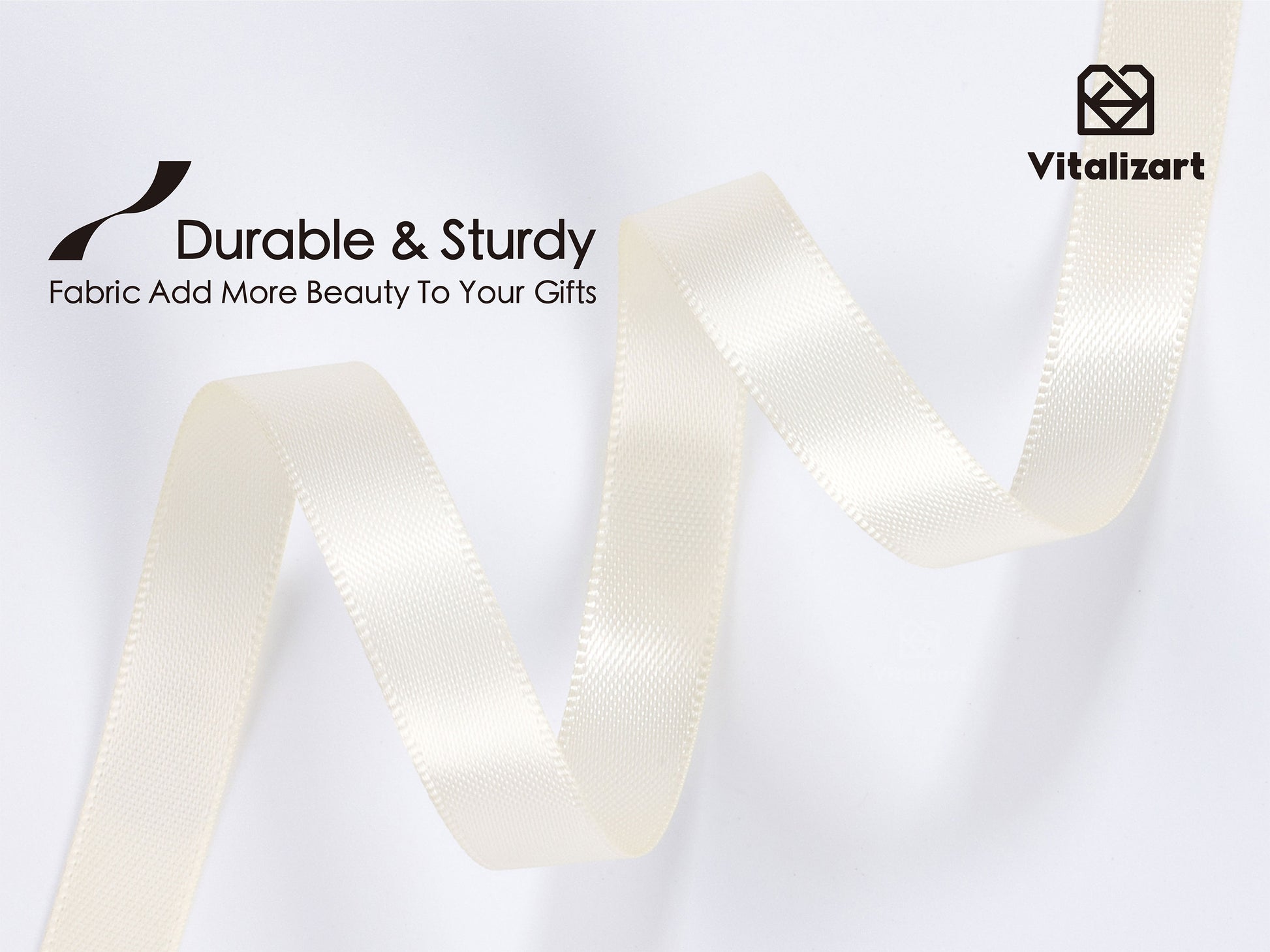 Ribbon for Crafts Double Faced Functional Satin Ribbon 3/8" x 100Yd (Ivory) - Vitalizart