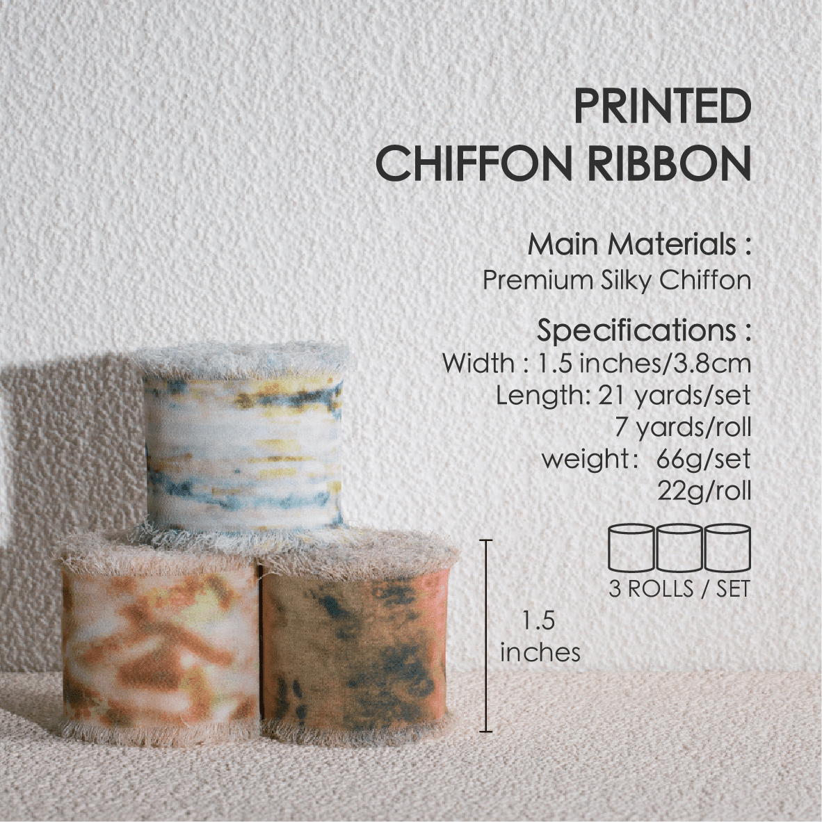 Printed Frayed Ribbon 1 1/2" x 21 Yd (Multicolored) - Vitalizart