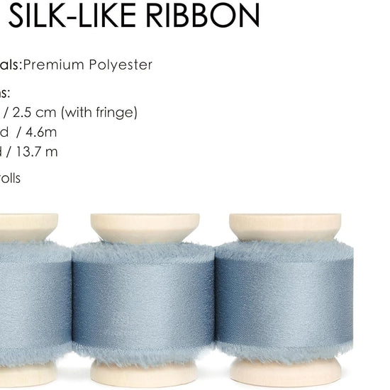 Silk Satin Ribbon With Wooden Spool 1" x 15 Yd (Dusty Blue) - Vitalizart