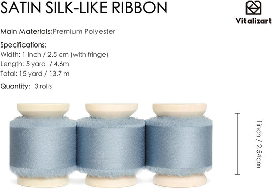 Silk Satin Ribbon With Wooden Spool 1" x 15 Yd (Dusty Blue)