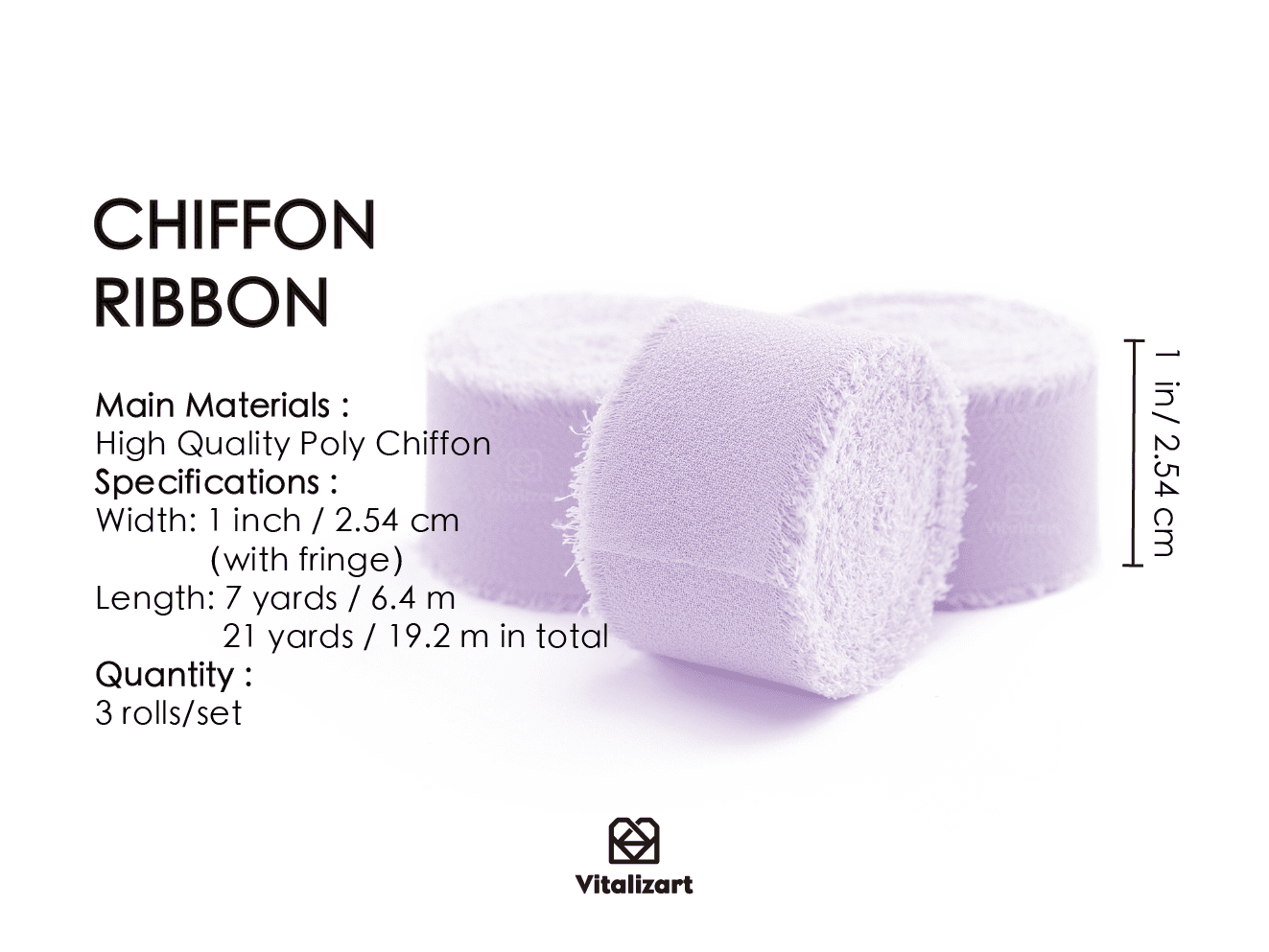 Chiffon Silk Ribbon 1" x 21 Yd (Lavender) - Vitalizart