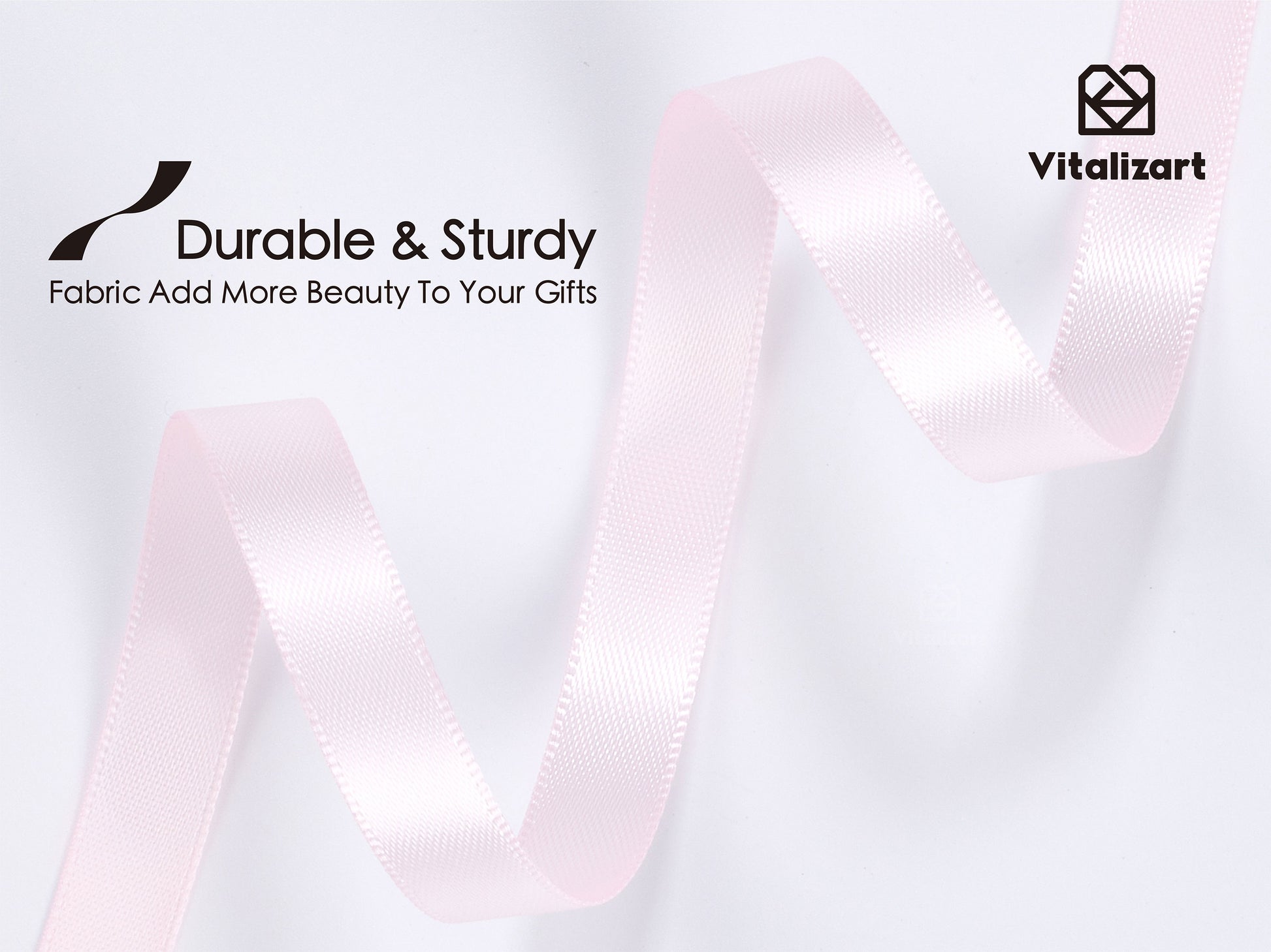Ribbon for Crafts Double Faced Functional Satin Ribbon 3/8" x 100Yd (Light Pink) - Vitalizart