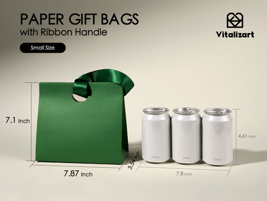 Vitalizart Paper Gift Bags With Ribbon Handles Set of 10 Assorted Colors Bulk Reusable For Gift Wrap Girls Kids Birthday Bridal Shower Party Favors Goodie Bags Candy Christmas 7.87"x3.54"x7.09" Small（10 Assorted Colors）