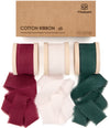 Vitalizart Ribbon Cotton Handmade Fringe 1" x 15 Yd  Pure Natural Cotton Ribbons (Christmas Ribbon)