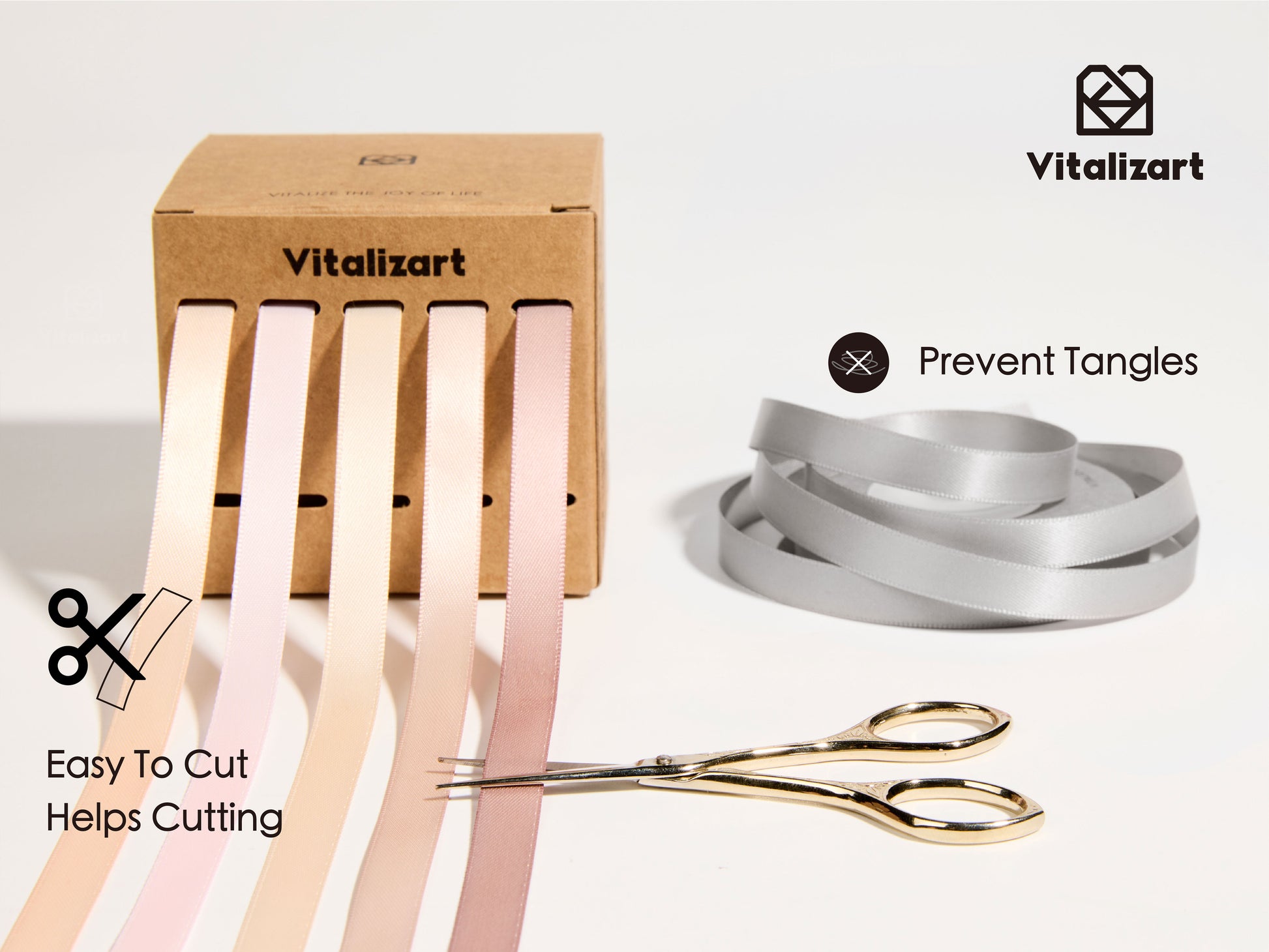 Double Face Satin Ribbon 3/8" x 50Yd (Dusty Pink Tan Nude) - Vitalizart