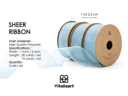 ORGANZA SHEER RIBBON 1“ X 30 YD (BLUE)