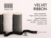 Velvet Ribbon With Wooden Spool 3/8" x 15 Yd (Black Gray & White) - Vitalizart