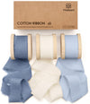 Vitalizart Ribbon Cotton Handmade Fringe 1" x 15 Yd  Pure Natural Cotton Ribbons (Dusty Blue)