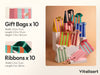 Mixed-Color Striped Paper Small Gift Bags with Ribbon Handles — Set of 10 - Vitalizart