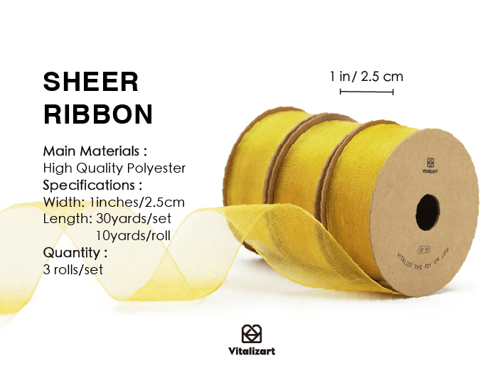 Organza Sheer Ribbon 1“ x 30 Yd (Gold) - Vitalizart