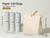 Cream White Medium Size/10pcs Paper Gift Bags with Ribbon Handles — Set of 10