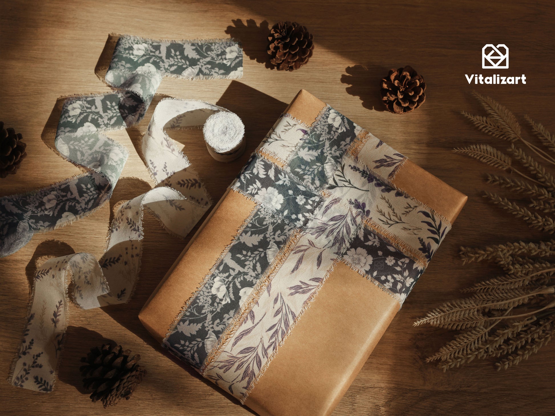 Printed Frayed Ribbon 1 1/2" x 21 Yd (Pattern2) - Vitalizart